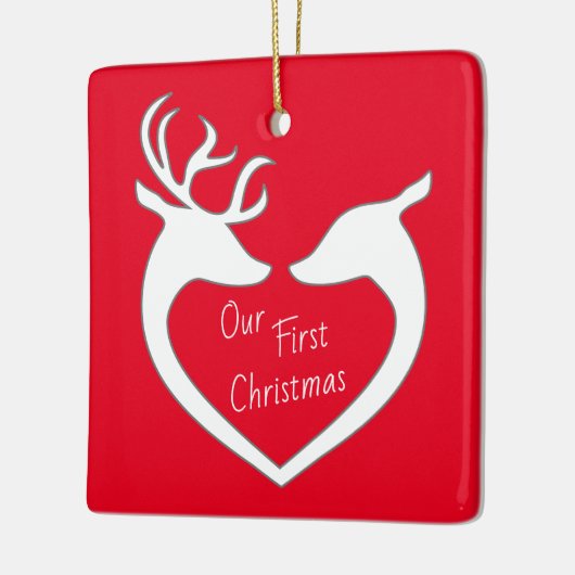 Gepersonaliseerd eerste kerstrenrenrennen Couple R Keramisch Ornament (Links)