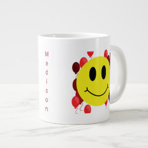 Gepersonaliseerd egreneringsgebied met rode ballon grote koffiekop
