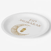 Gepersonaliseerd Eid Mubarak Golden Decorated Cres Papieren Bordje (Gekanteld)