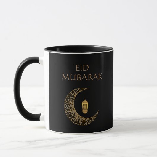 Gepersonaliseerd Eid Mubarak Gouden Zwarte Halvema Mok (Links)