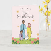 Gepersonaliseerd Eid Mubarak Kaart Moslim Familie  (Gele Bloem)