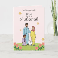 Gepersonaliseerd Eid Mubarak Kaart Moslim Familie