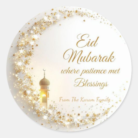 Gepersonaliseerd Eid Mubarak Moslim modern Ronde Sticker (Voorkant)