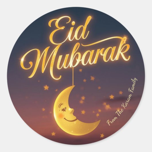 Gepersonaliseerd Eid Mubarak Moslim modern Ronde Sticker (Voorkant)