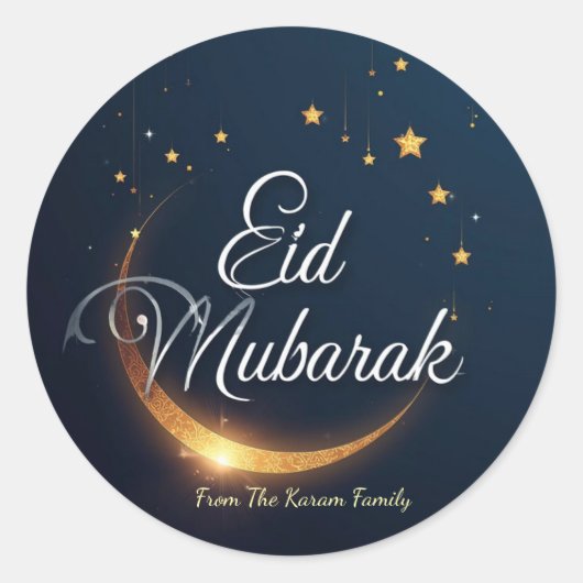 Gepersonaliseerd Eid Mubarak Moslim modern Ronde Sticker (Voorkant)