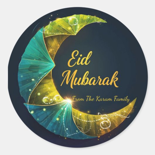 Gepersonaliseerd Eid Mubarak Moslim modern Ronde Sticker (Voorkant)