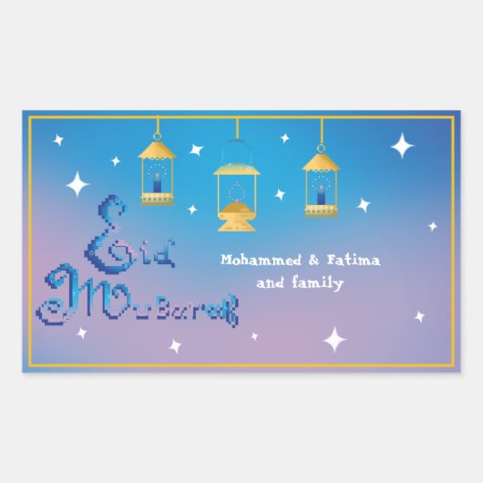 Gepersonaliseerd EID Mubarak Ovale Sticker (Voorkant)