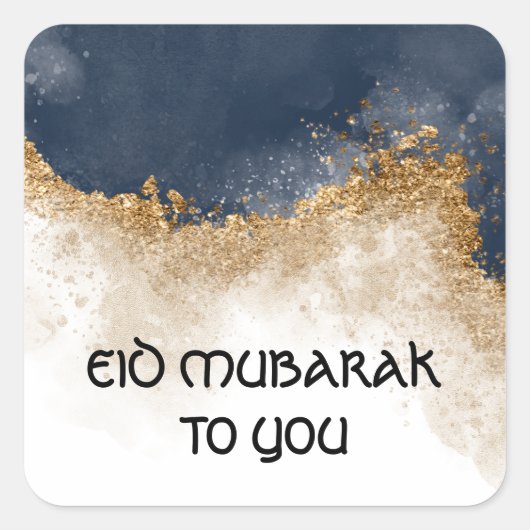 GEPERSONALISEERD EID MUBARAK Sticker, MODERN WATER Vierkante Sticker (Voorkant)