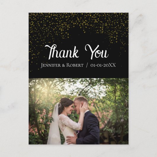 Gepersonaliseerd eigen foto bruiloft Dank u Briefkaart (Voorkant)