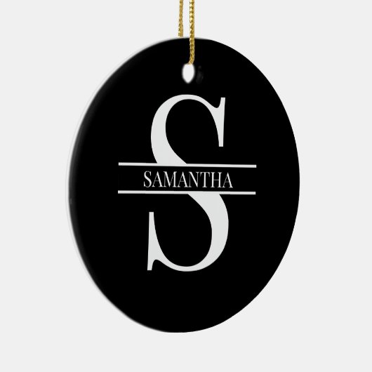 Gepersonaliseerd Elegant Black en White Keramisch Ornament (Rechts)