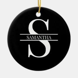 Gepersonaliseerd Elegant Black en White Keramisch Ornament