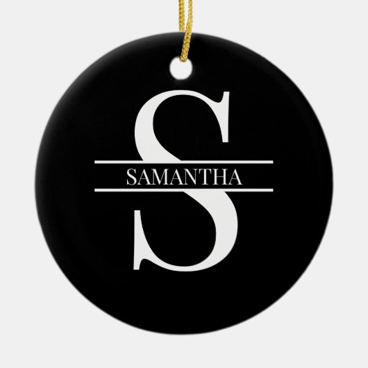 Gepersonaliseerd Elegant Black en White Keramisch Ornament (Voorkant)
