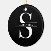 Gepersonaliseerd Elegant Black en White Keramisch Ornament (Links)
