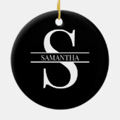 Gepersonaliseerd Elegant Black en White Keramisch Ornament (Achterkant)