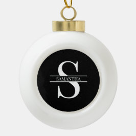 Gepersonaliseerd Elegant Black en White Keramische Bal Ornament