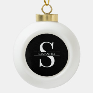 Gepersonaliseerd Elegant Black en White Keramische Bal Ornament