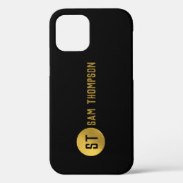 Gepersonaliseerd Elegant Black & Gold Modern Monog Case-Mate iPhone Case