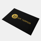 Gepersonaliseerd Elegant Black & Gold Modern Monog Deurmat (Schuin)