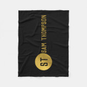 Gepersonaliseerd Elegant Black & Gold Modern Monog Fleece Deken (Voorkant)