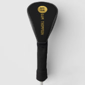 Gepersonaliseerd Elegant Black & Gold Modern Monog Golfheadcover (Voorkant)
