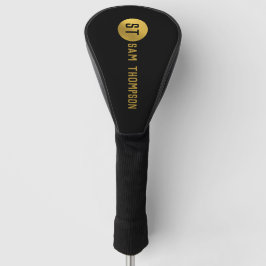 Gepersonaliseerd Elegant Black & Gold Modern Monog Golfheadcover