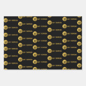 Gepersonaliseerd Elegant Black & Gold Modern Monog Inpakpapier Vel (Voorkant)
