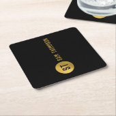 Gepersonaliseerd Elegant Black & Gold Modern Monog Kartonnen Onderzetters (Schuin)