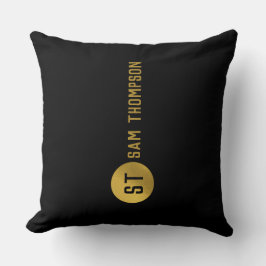 Gepersonaliseerd Elegant Black & Gold Modern Monog Kussen