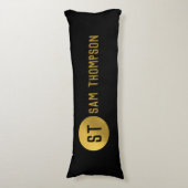 Gepersonaliseerd Elegant Black & Gold Modern Monog Lichaamskussen (Voorkant Verticaal)