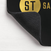 Gepersonaliseerd Elegant Black & Gold Modern Monog Muismat (Hoek)