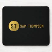 Gepersonaliseerd Elegant Black & Gold Modern Monog Muismat (Voorkant)