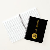 Gepersonaliseerd Elegant Black & Gold Modern Monog Notitieboek (Binnen)