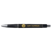 Gepersonaliseerd Elegant Black & Gold Modern Monog Pen (Voorkant)