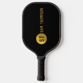 Gepersonaliseerd Elegant Black & Gold Modern Monog Pickleball Paddle (Achterkant)
