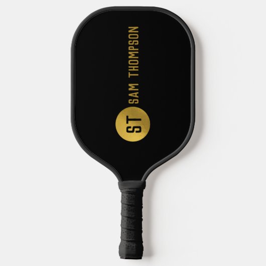 Gepersonaliseerd Elegant Black & Gold Modern Monog Pickleball Paddle (Achterkant)