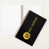 Gepersonaliseerd Elegant Black & Gold Modern Monog Planner (Display)
