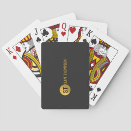 Gepersonaliseerd Elegant Black & Gold Modern Monog Pokerkaarten