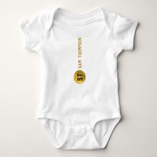 Gepersonaliseerd Elegant Black & Gold Modern Monog Romper (Voorkant)