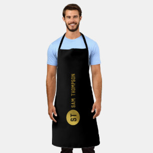 Gepersonaliseerd Elegant Black & Gold Modern Monog Schort