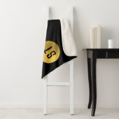 Gepersonaliseerd Elegant Black & Gold Modern Monog Sherpa Deken (In situ)