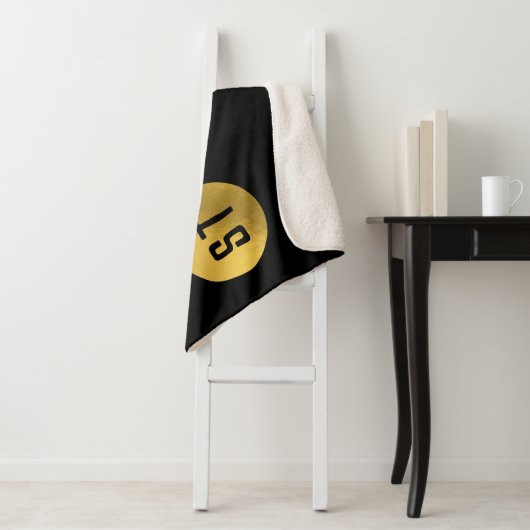 Gepersonaliseerd Elegant Black & Gold Modern Monog Sherpa Deken (In situ)