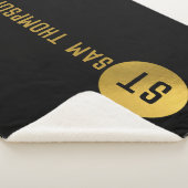 Gepersonaliseerd Elegant Black & Gold Modern Monog Sherpa Deken (3/4)