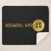 Gepersonaliseerd Elegant Black & Gold Modern Monog Sherpa Deken (Voorkant (horizontaal))