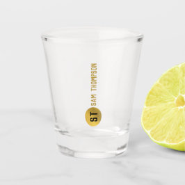 Gepersonaliseerd Elegant Black & Gold Modern Monog Shot Glas