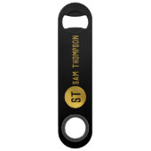 Gepersonaliseerd Elegant Black & Gold Modern Monog Speed Flessenopener (Achterkant)