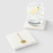 Gepersonaliseerd Elegant Black & Gold Modern Monog Stenen Onderzetter (Zijkant)