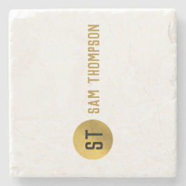 Gepersonaliseerd Elegant Black & Gold Modern Monog Stenen Onderzetter