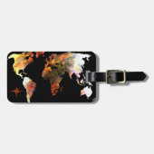 Gepersonaliseerd | Elegant Black Wereldkaart Bagag Bagagelabel (Voorkant horizontaal)