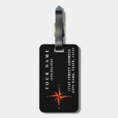 Gepersonaliseerd | Elegant Black Wereldkaart Bagag Bagagelabel (Achterkant verticaal)