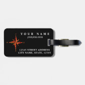 Gepersonaliseerd | Elegant Black Wereldkaart Bagag Bagagelabel (Achterkant horizontaal)